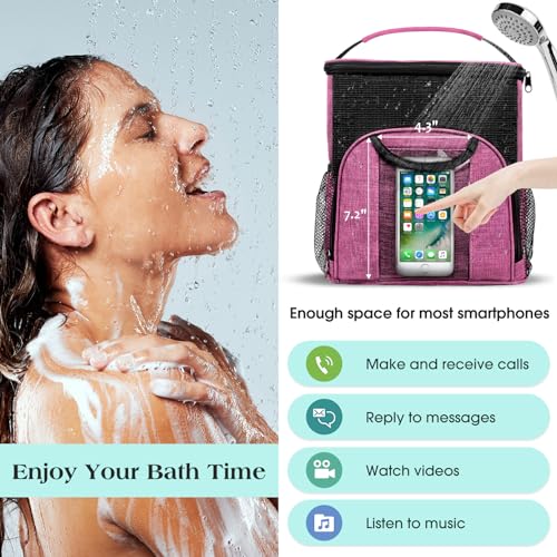 Attmu Portable Shower Caddy College Tote Bag, Quick Dry Hanging Toiletry Bag, Large Capacity Mesh Shower Caddy Portable for College Dorm Room Essentials for Boys and Girls for Bath Camping (Pink) | Quick Dry, Large Capacity Haning Shower Bag for College D