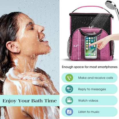 Attmu Portable Shower Caddy College Tote Bag, Quick Dry Hanging Toiletry Bag, Large Capacity Mesh Shower Caddy Portable for College Dorm Room Essentials for Boys and Girls for Bath Camping (Pink) | Quick Dry, Large Capacity Haning Shower Bag for College D