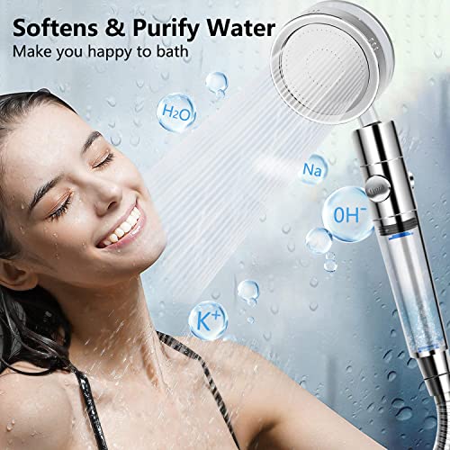 Spray Shower Head Filter with Mineral Beads, Hydro High Pressure Handheld Turbo Shower Head Filter for Hard Water, Reduces Dry Itchy Skin & Hair Loss, 2.95in Set of 6 Replacement PP-Cotton Filters - style: 2.95 x 0.87 inches