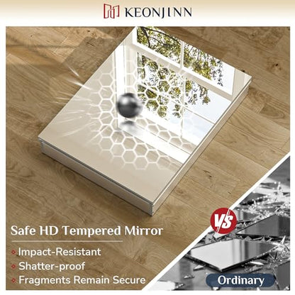 Keonjinn 40 x 32 Inch Large Medicine Cabinet for Bathroom, Silver Lightweight Combined Double Doors Mirrored Cabinet, Assembly Needed, Recessed or Wall Mount, Flexiable Ample Storage, Soft Closing | Assembly Needed, Lightweight Combined Double Doors, Rece