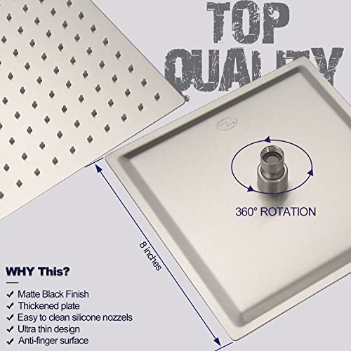 Shower Faucet Set 8 Inch Rainfall Shower Head and Handheld Shower High Pressure Rainfall Shower Head System Shower Faucet Set with Valve and Trim - color: Brushed Nickel, style: 8"- 2 Function