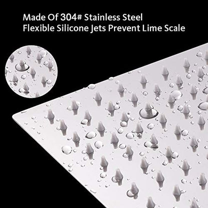High Pressure Large Stainless Steel Square Rain ShowerHead With Shower Arm Waterfall Full Body Coverage Easy to Clean and Install (12 Inch With Arm, Chrome Finish) - color: Chrome Finish, size: 12 Inch With Arm