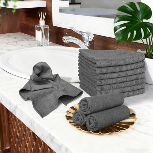 Orighty Wash Cloths, Face Towels 12x12 Inch 20 Pack | Soft Quick-drying Grey Washcloths, Multi-Purpose Microfiber Face Cloths for Bathroom, Gym, Spa, Hotel, Travel - color: Grey
