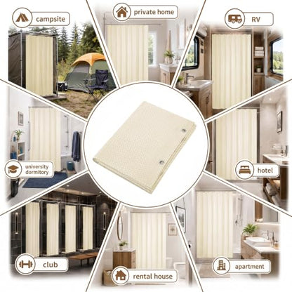 Siiluminisoy Shower Curtain and Liner Set, Waffle Shower Curtain Set with 12 Stainless Steel Hooks, Waterproof Luxury Fabric Shower Curtains for Bathroom and Hotel, Cream, 72" W x 72" H - color: Cream, size: 72"W x 72"L (Pack of 1)