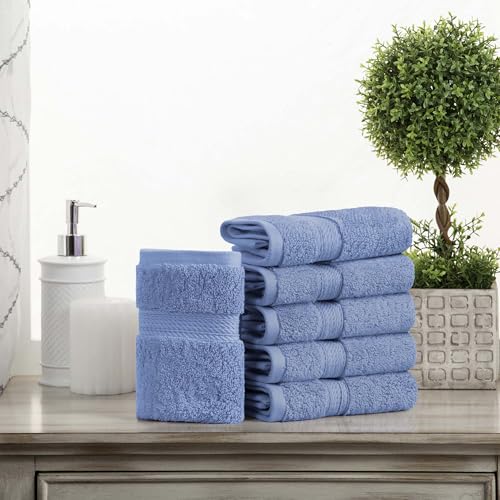SUPERIOR Egyptian Cotton Plush & Absorbent, Face Towel Set of 6, Denim Blue | Quick Dry, Soft Luxury Towel Set, Bath Essentials for Bathroom, Guest Bath, Spa, 2 Piece Face, Madeline Towels - color: Denim Blue, size: Face Towel 6-Pack