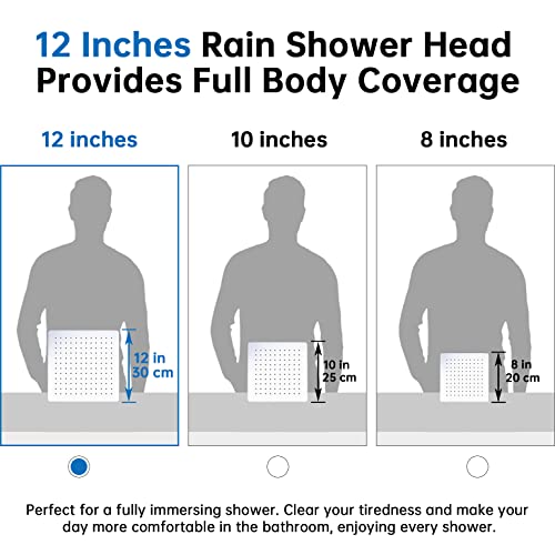 G-Promise All Metal 12 Inches Rainfall Shower Head with Handheld Combo | All Metal, Built to Last, Easy Install, Adjustable Height & Angle for All Heights, Extra Long Hose, Modern Upgrade - color: Chrome, size: 12 Inches