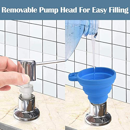 Soap Dispenser for Kitchen Sink (Chrome),Built in Design Sink Soap Dispenser, Refill from The Top, Stainless Steel Kitchen Soap Pump with 10 fl.oz Bottle (300ml) - color: Chrome, style: Antique