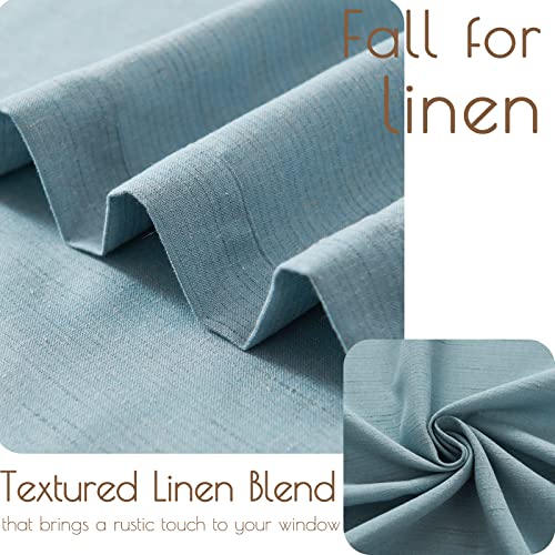 jinchan Kitchen Curtains and Valances Set 3 Pieces Linen Tiers and Valance 24 Inch Cafe Curtains with Valance Rod Pocket Farmhouse Small Drapes Set Rustic Country for Laundry Room Bathroom Blue | Light filtering, rod pocket, cafe curtains, farmhouse, mach