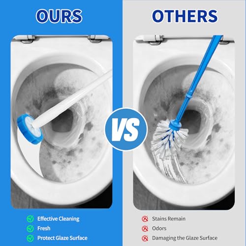 100pcs Disposable Toilet Brush Head,Compatible With Clorox Wand System | Upgrade Fiber Cleaner Heads for Closestool Cleaning (not included brush rod)