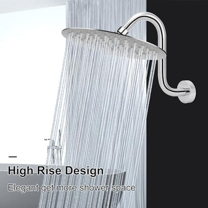 NearMoon S Shaped Shower Head Riser Arm, Shower Extender Arm with Flange, Standard 1/2" Connection- Bathroom Accessory (8 Inch, Chrome) - color: Chrome, style: 8 Inch