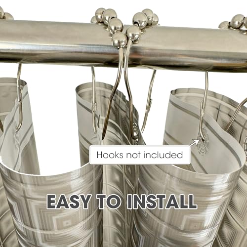 Grey Plastic Shower Curtain Liner, 3D Pattern, 70x72 in, 1 Pack | 100% waterproof, PEVA, modern 3D square pattern, 12 rust-free pouch holes, fits standard tubs, for home, hotel, dorm - color: Square-gray