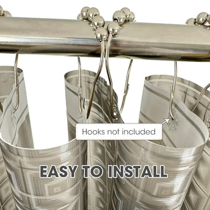 Grey Plastic Shower Curtain Liner, 3D Pattern, 70x72 in, 1 Pack | 100% waterproof, PEVA, modern 3D square pattern, 12 rust-free pouch holes, fits standard tubs, for home, hotel, dorm - color: Square-gray