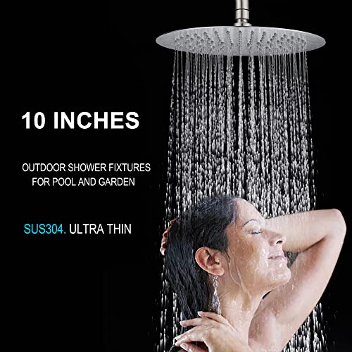 Shower Faucet -Shower System，Shower Faucets Sets Complete - Outdoor Shower Kit/Outdoor Shower Enclosure/Outdoor Shower Fixtures W/ SS304 Shower Head with Handheld High Pressure, Brushed Nickel - color: Brushed Nickel-2F