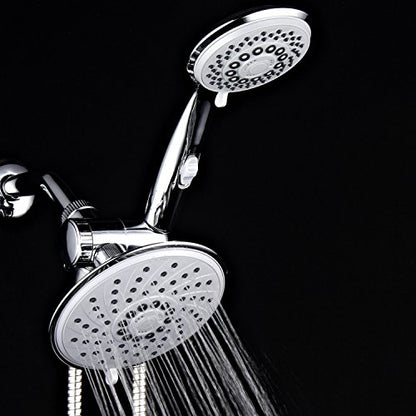 HotelSpa 6''/4'' Ultra-Luxury 3 way Rainfall Shower-Head/Handheld Shower Gray Spiral Combo w/Patented ON/OFF Pause Switch and 5-7 foot Stretchable Stainless Steel Hose - color: Chrome & Gray