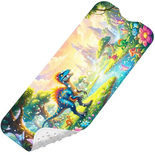 Upgrade Cartoon Baby Bath Mat Non Slip - 40"x16" Extra Long Bathtub Mat for Baby Eco Friendly Durable Bath Mat for Tub Non Slip Kids Tub Mat with Suction Cups, Machine Washable and No Fading, Dinosaur - color: G-dinosaur-3