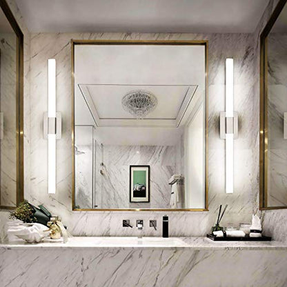 Bathroom Vanity Lighting fixtures 39.4" LED Satin Nickel Steel Frosted White Acrylic Shade Cool White Light 6000K for Bathroom - color: Brushed Nickel - Dimmable, size: 40 inch