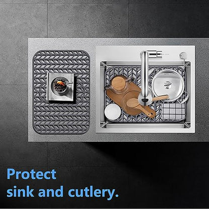 Sink Protectors for Kitchen Sink 19"x13"Silicone Kitchen Sink mat | Various sizes and styles,Free-form cutting,Holes for different positions,Protector for sinks and dish,Withstand to 500F - size: 19"x13"