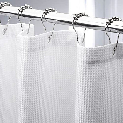 AmazerBath 54 x 78 Shower Curtain Waffle, Long Stall Shower Curtain White, Heavy Duty 240GSM, Fabric Shower Curtains, Hotel Quality Bathroom Accessories, 54 Inches Wide x 78 Inches Long - color: White, size: 54"W x 78"L (Pack of 1)
