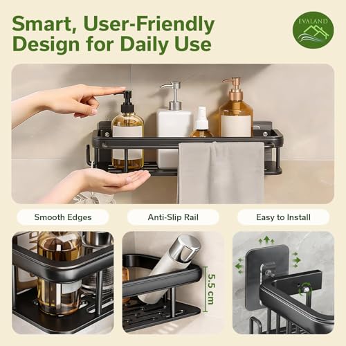Adhesive Shower Caddy, Rustproof Stainless Steel Bath Organizers With Large Capacity, No Drilling Shelves for Bathroom Storage & Home Decor