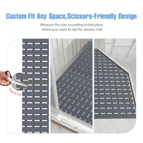Shower Mat Non-Slip Bath Mat for Tub and Shower Stall,236 Suction Cups with Drain Holes, Quick Dry Machine Washable, Extra Grip for Stand Up Showers, Bathroom Essentials 24x24 Inch (Light Grey) - color: Light Grey