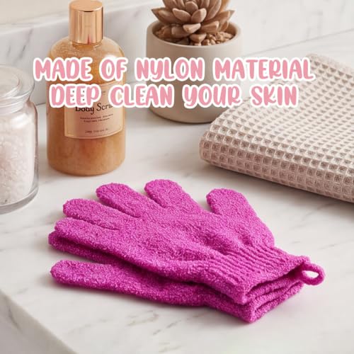 Didaey 104 Pcs Exfoliating Glove Bulk Shower Gloves with Hanging Loop Exfoliating Body Scrubber Dead Skin Remover for Body Bath Beauty Spa Massage Scrubs Men Women Bathing(Rose Red) - color: Rose Red