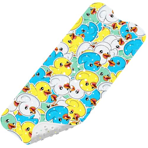 Baby Bath Mat for Tub Non Slip Kids, BPA Free Extra Long Bathtub Mat 40x16 with Drain Holes and 200 Suction Cups, Non Toxic Machine Washable Toddler Bath Mat, No Fading, Sticker Duck - color: Y-duck 1
