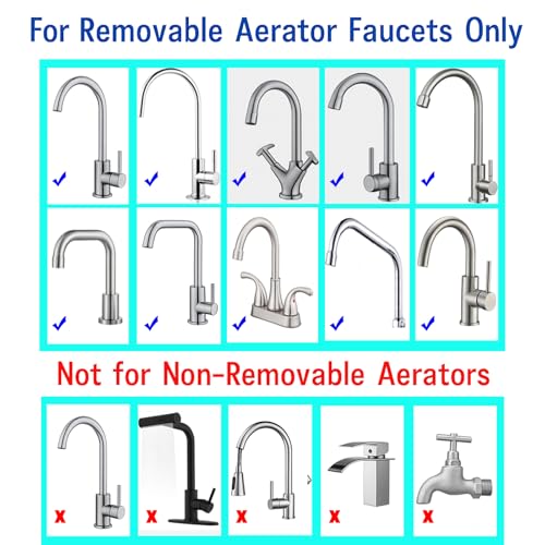 7 PCS Female Thread Faucet Adapter Kit, Sink Faucet Aerator Adapter | Female Thread Sink Adapter: M18.5, M20, M21, M22, M24, G1/2 and 3/4 GHT to M22 Male, Faucet Connector with Washer, PTFE Tape