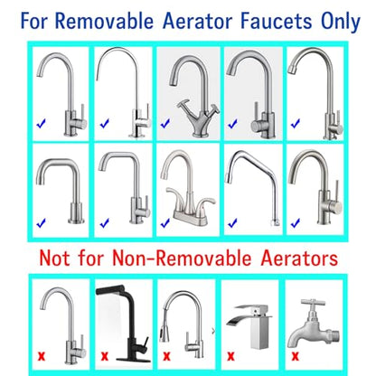 7 PCS Female Thread Faucet Adapter Kit, Sink Faucet Aerator Adapter | Female Thread Sink Adapter: M18.5, M20, M21, M22, M24, G1/2 and 3/4 GHT to M22 Male, Faucet Connector with Washer, PTFE Tape
