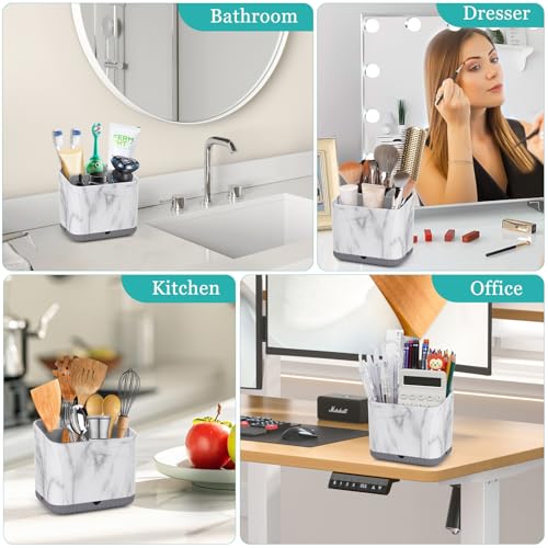 PARKMANI Toothbrush Holders for Bathrooms, Tooth Brush Holder for Bathroom Countertop Organizer, Kids Electric Toothbrush and Toothpaste Holder (Grey Marble Grain) - color: Grey Marble Grain
