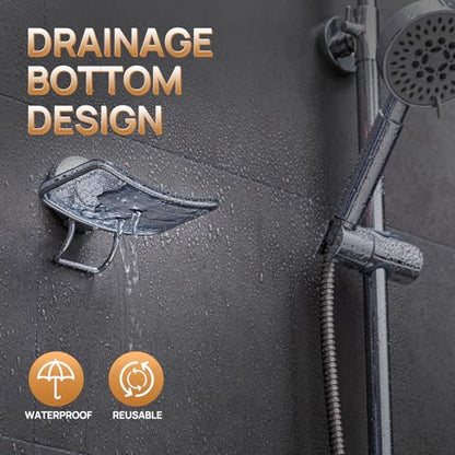 Chrome Suction Cup Soap Dish Holder for Shower Wall Drill-Free Rustproof Waterproof Wall Mount Strong Suction Removable Bar Soap Sponge Holder for Bathroom Bathtub Kitchen - style: 1 tier Chrome