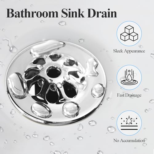 WiseWater 2-Pack Grid Bathroom Sink Drain Assembly with Overflow, 1-1/2 x 10 Inch Stainless Steel Extended Thread Drain Strainer for Thick Countertops, CUPC Certified Replacement Kit