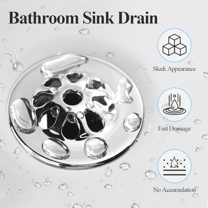 WiseWater 2-Pack Grid Bathroom Sink Drain Assembly with Overflow, 1-1/2 x 10 Inch Stainless Steel Extended Thread Drain Strainer for Thick Countertops, CUPC Certified Replacement Kit