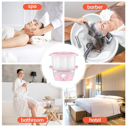 TASALON Pink Hot Towel Steamer for Facials, 5-Min Quick Heating Towel Warmer Machine, Portable Spa Salon Equipment with Aromatherapy for Massage - size: S Size