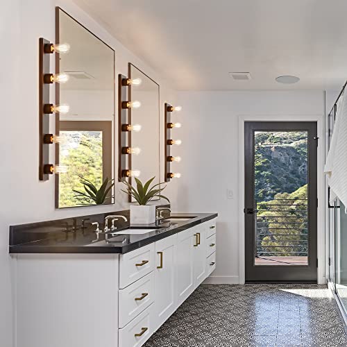 Globe Electric 5-Light Vanity Light, Matte Black, Modern Glam, Bathroom Fixture, Horizontal Vertical Mount, 52088