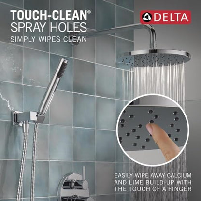 Delta Modern 14 Series Round Rain Shower System Faucet Set, Rainfall Chrome Shower Head and Handle Set, Valve Trim Kit, 10 Inch, Chrome 342702 - color: Chrome