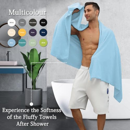 Hailea Extra Large Bath Towels Set 35x70 Inches - Blue Luxury 600 GSM Oversized Bath Sheet Towel,Ultra Soft Microfiber - Quick Dry,Highly Absorbent Shower Towels Spa Hotel Bathroom Towel Set (4-Pack) - color: Blue Set, size: 4-Piece Set
