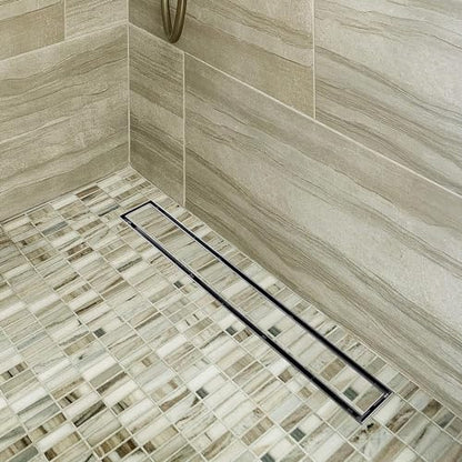 Neodrain 32" Linear Shower Drain with Tile Insert Grate & Shower Drain Base | 304 Stainless Steel, Fast Drainage, Rectangle Shower Floor Drain with Leveling Feet & Hair Strainer, Fits Bathroom, Balcony - color: Brushed With Base, size: 32 IN