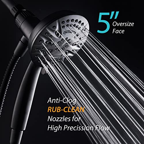 AquaDance New Magnetic Docking 8-setting High Pressure Handheld Shower Head | Space-age Magnetic Guidance Bracket System, Giant 5-inch Face, Extra-long 72-inch Stainless Steel Hose - Black - color: Matte Black