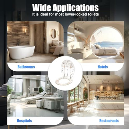Resin Toilet Seat Round Soft Close Quick Release Heavy Duty Toilet Seats with Clear Seashells Cover Acrylic Seats Ocean Series