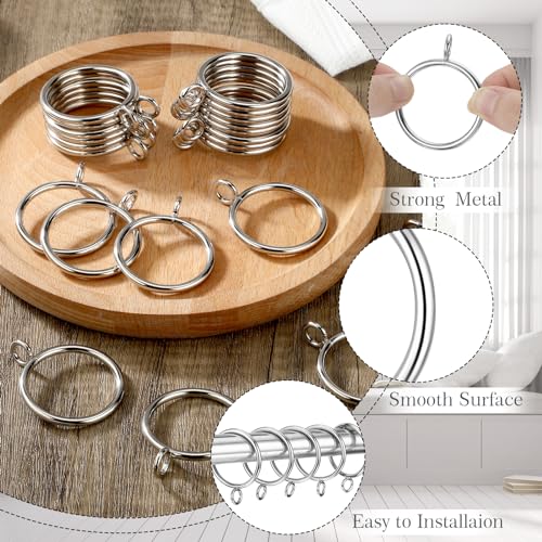Maitys 100 Pcs Metal Curtain Rings with Eyelet 1.5-inch Inner Diameter Eyelet Curtain Rings for Drapery Clips Hooks for Sliding Window Bathroom Door Shower Rod (Silver) - color: Silver