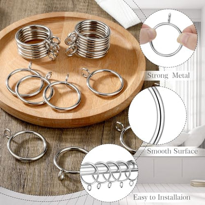 Maitys 100 Pcs Metal Curtain Rings with Eyelet 1.5-inch Inner Diameter Eyelet Curtain Rings for Drapery Clips Hooks for Sliding Window Bathroom Door Shower Rod (Silver) - color: Silver