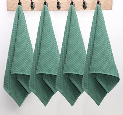 COTTON CRAFT Amazing Kitchen Towels - 8 Pack 100% Cotton Waffle Terry Towel | Seafoam - 16x28 Euro Café Waffle Weave Dish Towels - Soft Absorbent Quick Dry Low Lint Reusable Pantry Bar Cleaning Cloth - color: Seafoam, size: 8 Pack