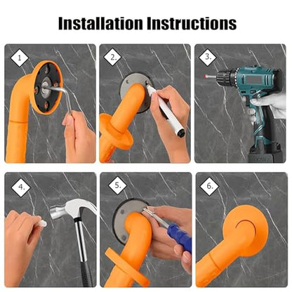 1 piece Safety Grab Bar,Non-Slip Textured Industrial Pipe Shower & Stair Handrail with Concave-Convex Surface,304 Stainless Steel Core(140cm/4.59ft) - size: 140cm/4.59ft