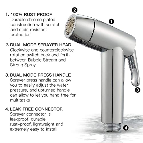 Houtingmaan Kitchen Sink Sprayer Replacement, Side Sprayer Head | with Hose and17 ADAPTERS, Chrome - color: Chrome, style: Dual Function Mode