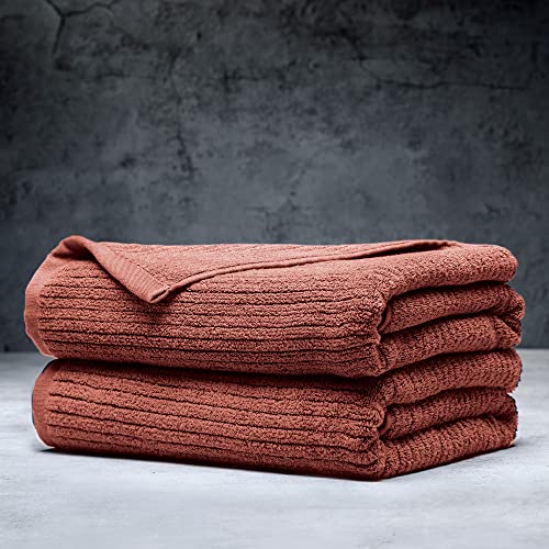 Luxury Performance 2-Piece Bath Towel Set | Dual-Loop Design | Ultra Soft | Highly Absorbent | Quick Drying | Clay - color: Clay, size: 2 Bath Towels