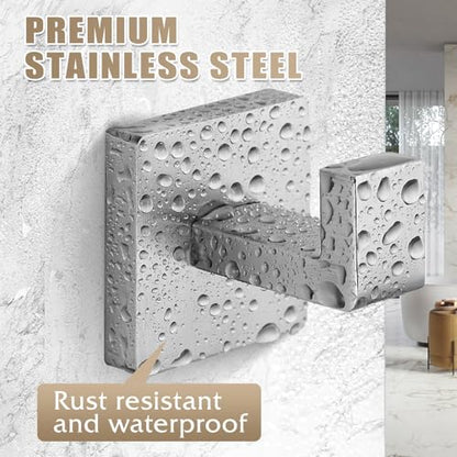 Heavy Duty Stainless Steel Towel Hooks, Wall Mounted Square Robe Hooks for Bathroom, Kitchen, Bedroom, Hotel Brushed Nickel 2 Pack - color: Brushed Nickel