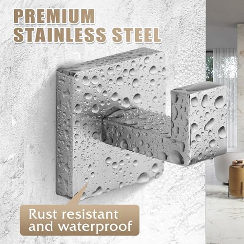 Heavy Duty Stainless Steel Towel Hooks, Wall Mounted Square Robe Hooks for Bathroom, Kitchen, Bedroom, Hotel Brushed Nickel 2 Pack - color: Brushed Nickel