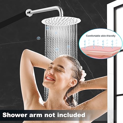 Midanya Round Rain Shower Head,High Pressure,Polish Chrome 10 Inch | 360°Swivel,Ceiling or Wall Mount,Waterfall Full Body Coverage,Bathroom Remodel,Stainless Steel Large Rainfall Shower Head - color: Chrome, size: 10 Inch