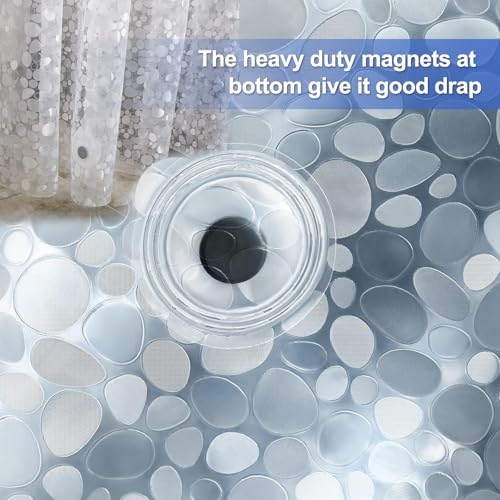 36x72 Shower Curtain Liner, EVA Vinyl Small Narrow Shower Curtain Liner with 2 Weighted Magnets and rustproof Metal Grommets for Bathroom,Non-Toxic Waterproof No Smell Shower Liner - color: Clear Pebble 8g, size: 36"W x 72"L (Pack of 1)