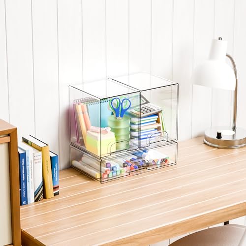 3 Set Baby Bottle Organizer for Countertop,BPA Free Bottle Station Organizer for Breast Pump Parts,Pacifier and Baby Accessories,Clear Stackable Storage Drawers and Home Edit Storage Containers - style: 3 PACK